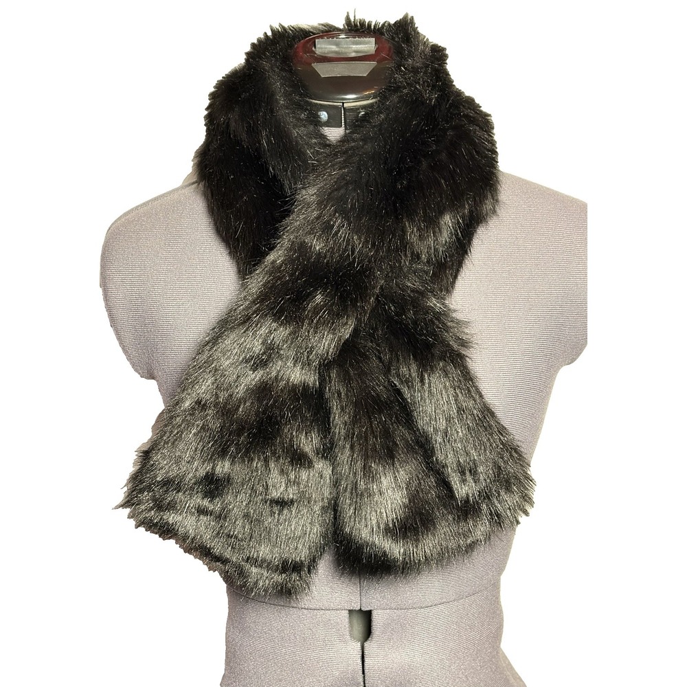 UNREAL FUR Black Faux Fur Scarf/ Collar/ Wrap Australia Designed